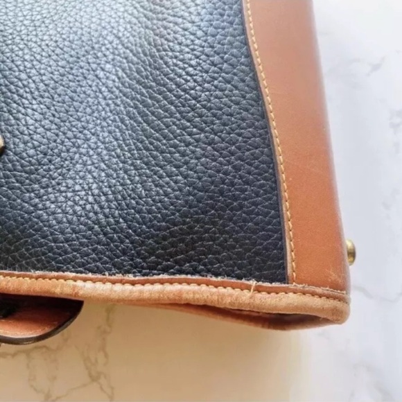Dooney & Bourke Carpet Shoulder Bag Vintage Navy Blue & Tan Zippered - Picture 12 of 15
